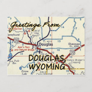 Douglas Wyoming Vintage Map Postcard