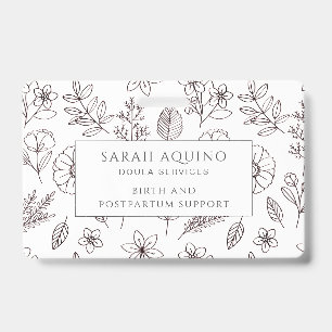 Doula Badge Hand Drawn Floral On White ID Badge