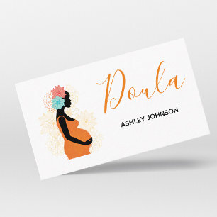 Doula Birth Coach Midwife Floral Calligraphy White Business Card