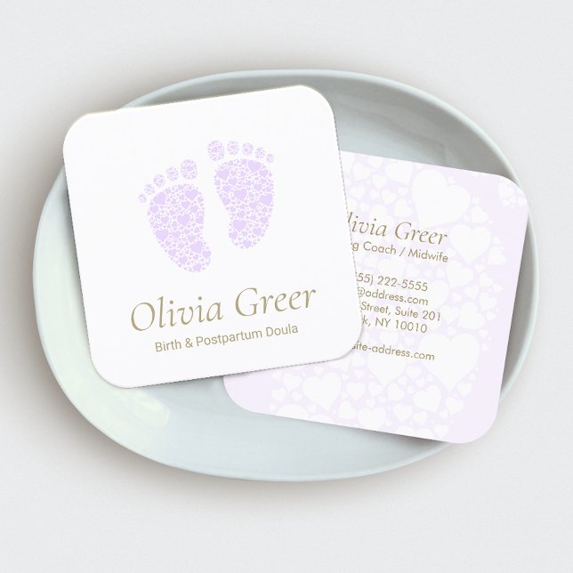  Doula Birth Coach Postnatal Nurse Baby Feet Square Business Card (Creator Uploaded)