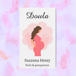 Doula Birth Postpartum Pink Pregnant Business Card