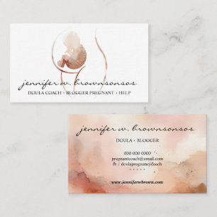 Doula Birth Watercolor Pregnant Baby Newborn Business Card