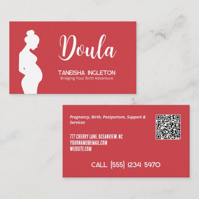 Doula Custom QR Business Card (Front/Back)