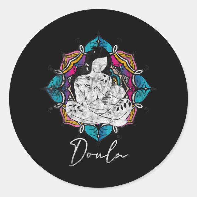 Doula Floral Birth Companion Gift Birth Coach Assi Classic Round Sticker (Front)