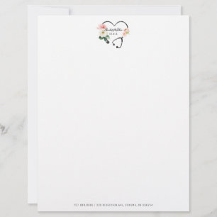 Doula Floral Stethoscope  Custom Letterhead