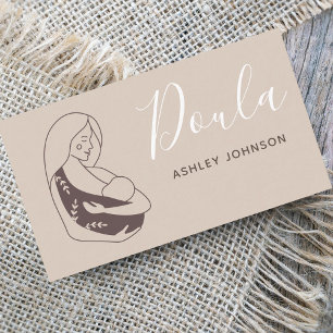 Doula Midwife Birth Coach Boho Neutral Pastel Baby Business Card