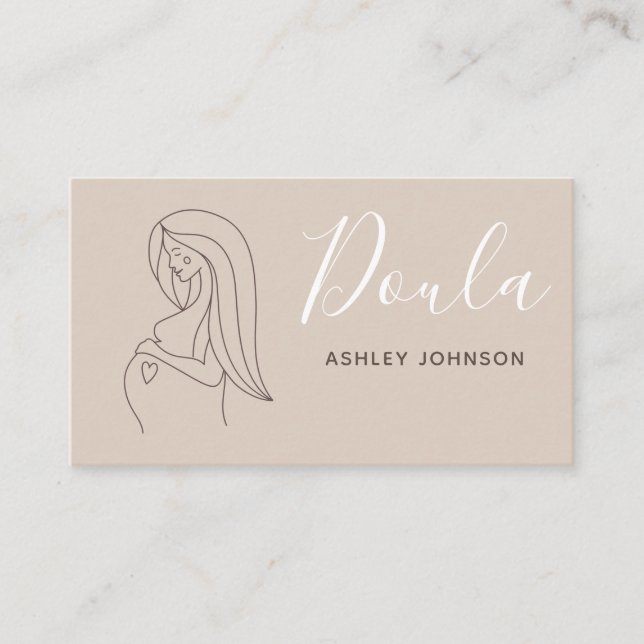 Doula Midwife Birth Coach Boho Neutral Pastel Calm Business Card (Front)