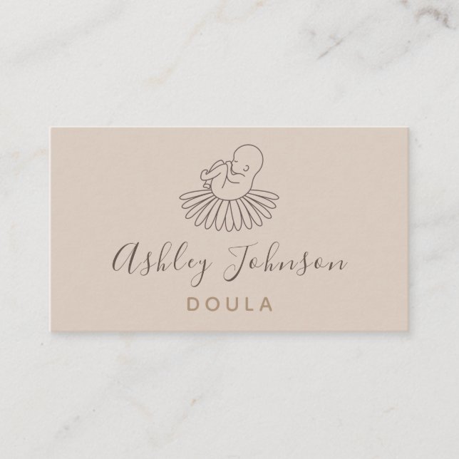 Doula Midwife Birth Coach Elegant Boho Floral Baby Business Card (Front)