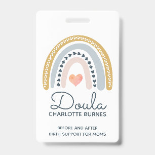 Doula Midwife Birth Coach Watercolor Rainbow ID Badge