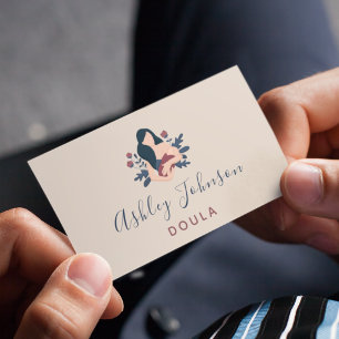 Doula Midwife Birthing Coach Elegant Bohemian Boho Business Card