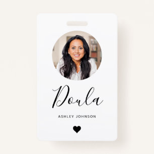 Doula Midwife Modern Add Your Photo & Heart ID Badge