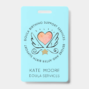 Doula Or Midwife Heart With Wings Name ID Badge