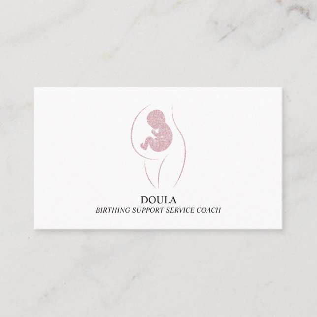 Doula Pregnancy Nurse Midwife Birth Coach Glitter Business Card (Front)