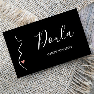 Doula Simple Minimal Clean Black & White Classic Business Card