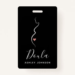Doula Simple Minimal Clean Black & White Classic ID Badge
