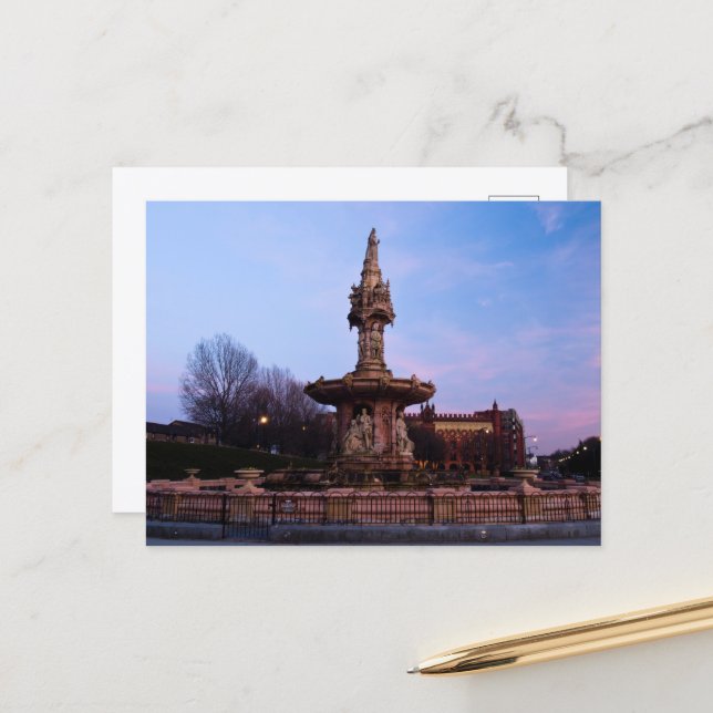 Doulton Fountain, Glasgow Postcard (Front/Back In Situ)