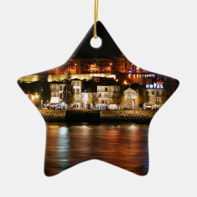 Douro river in Porto, Portugal Ceramic Tree Decoration (Front)