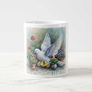 Dove and Chicks in the Garden Large Coffee Mug