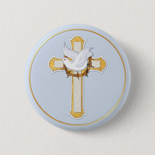 Dove and Cross 6 Cm Round Badge