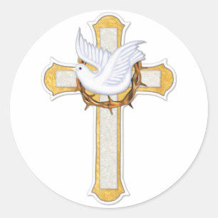 Dove and Cross Classic Round Sticker