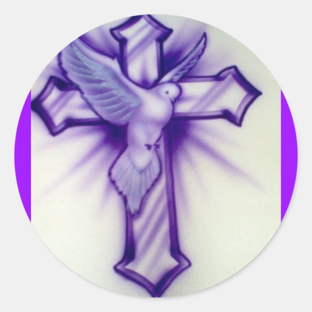 Dove and Cross Classic Round Sticker (Front)