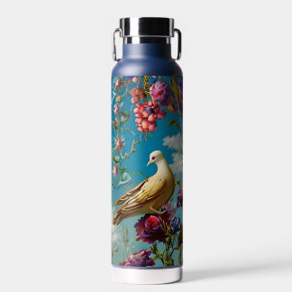 Dove and flowers water bottle