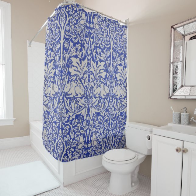 Dove and Rabbit, William Morris Shower Curtain (In Situ)