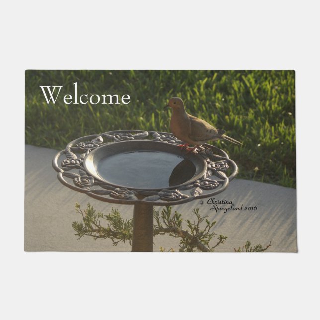 Dove bird Birdbath Spiegeland Welcome Doormat (Front)