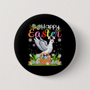 Dove Bird Happy Easter Egg Hunt Bunny Ear Dove Eas 6 Cm Round Badge