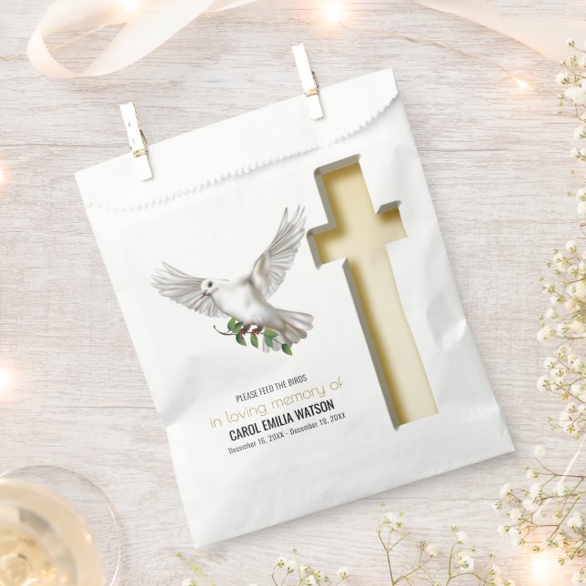 Dove Bird Seed Packet Funeral Memorial Favour Bags (Clipped)