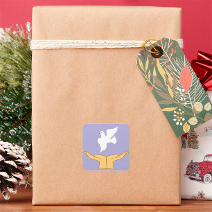 Dove Bird World Peace White Square Sticker