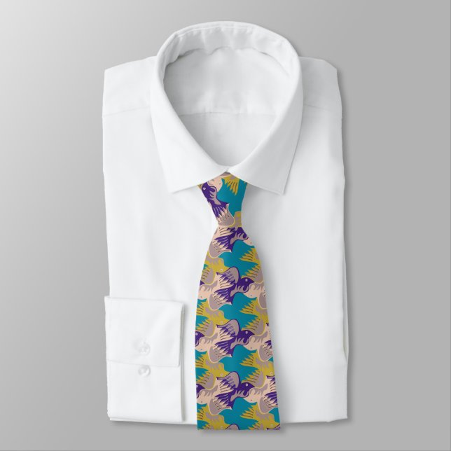 Dove Birds Pattern Tesselation 3 NT Tie (Tied)