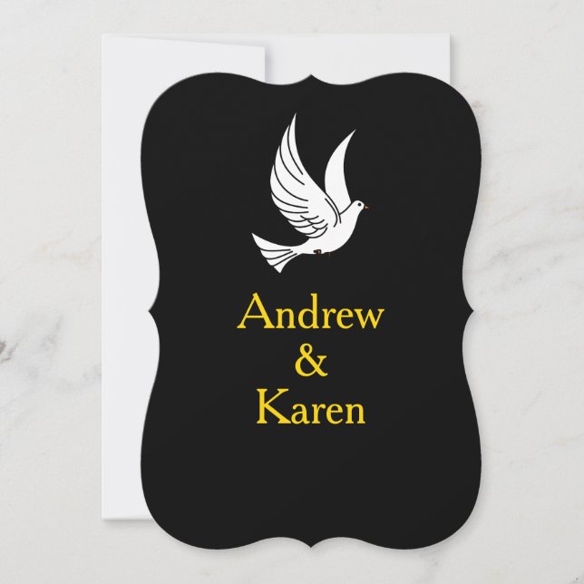 Dove Black & Gold Wedding Invitation (Front)