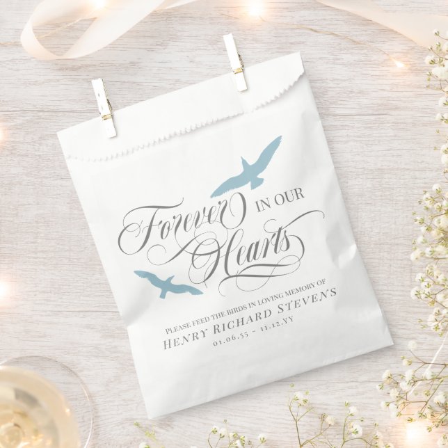 Dove Blue Birds Forever In Our Hearts Bird Seeds Favour Bags (Clipped)