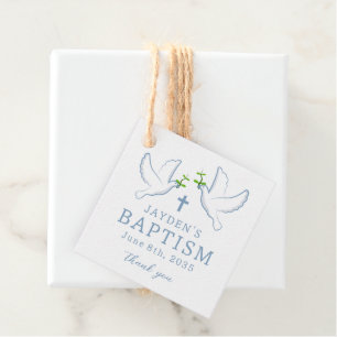 Dove Blue Boy Baptism Thank You Favour Tags