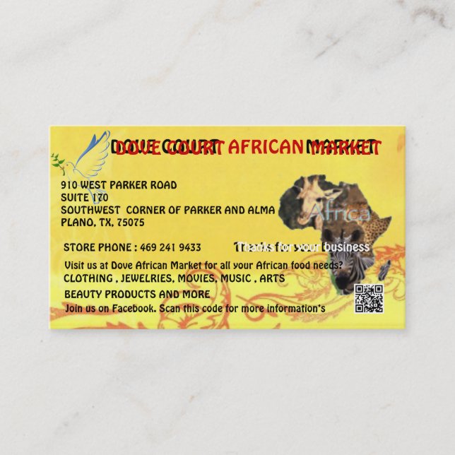 DOVE COURT AFRICAN MARKET CARD DESIGNED MY MOJISOL (Front)