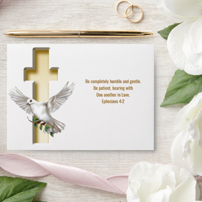 Dove Cross Gold Faux Foil Envelope (Wedding)