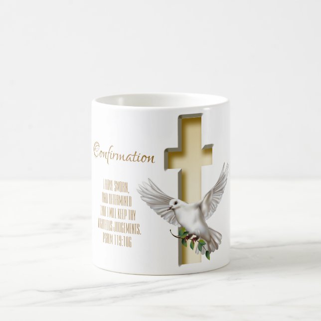 Dove Cross Scripture Confirmation Baptism Coffee Mug (Center)
