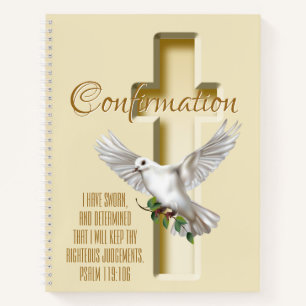 Dove Cross Scripture Confirmation Baptism Notebook