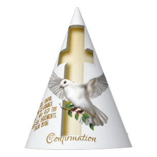 Dove Cross Scripture Confirmation Baptism Party Hat
