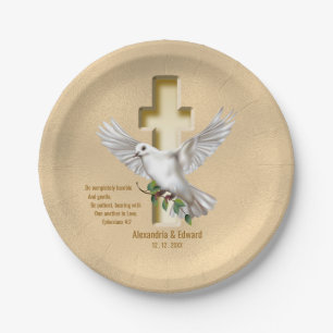 Dove Cross Scripture Verse Ephesians 4:2 Paper Plate