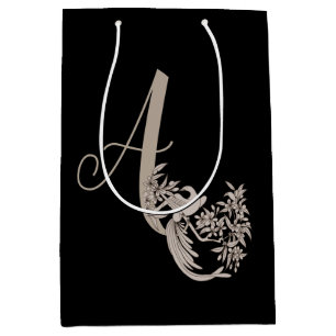 Dove Elegant Monogram Initial A   Medium Gift Bag