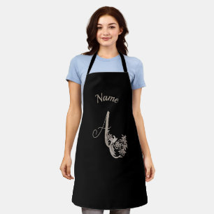 Dove Elegant Monogram Initial A Personalised Apron