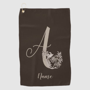 Dove Elegant Monogram Initial A Personalised Golf Towel