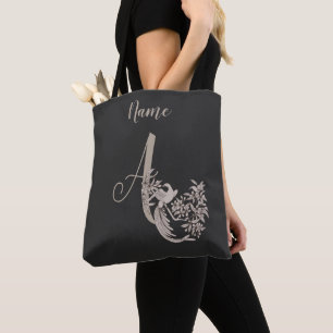 Dove Elegant Monogram Initial A Personalised Tote Bag