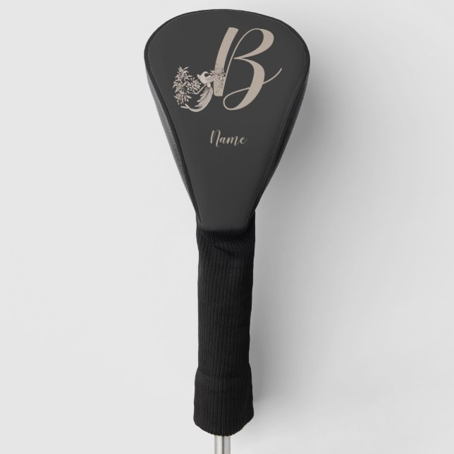 Dove Elegant Monogram Initial B Personalised Golf Head Cover (Front)