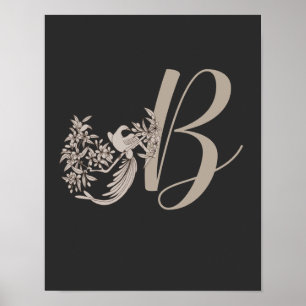 Dove Elegant Monogram Initial B  Poster