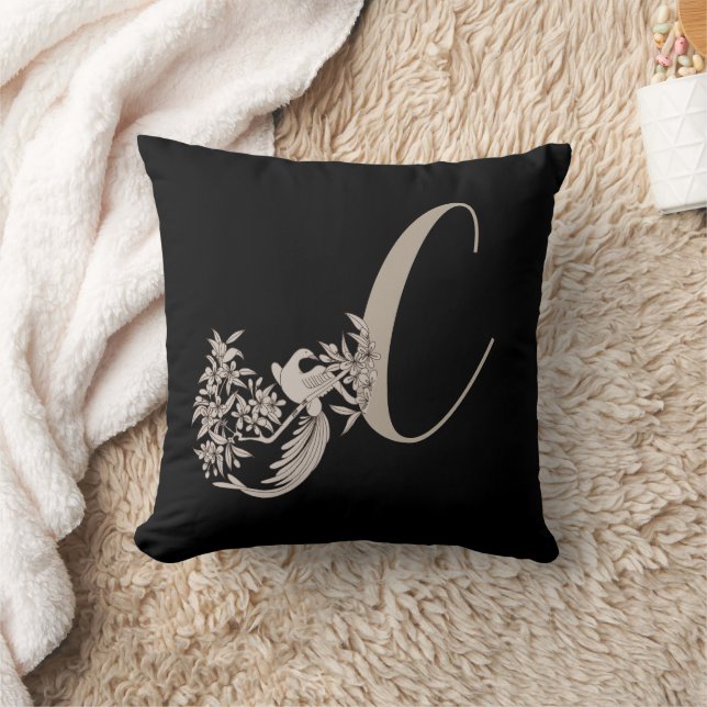 Dove Elegant Monogram Initial C  Cushion (Blanket)
