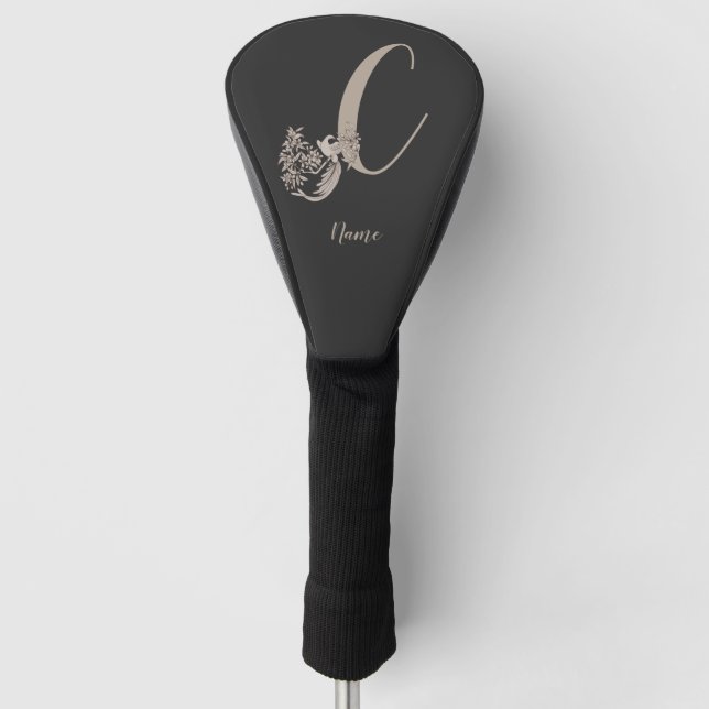 Dove Elegant Monogram Initial C Personalised Golf Head Cover (Front)