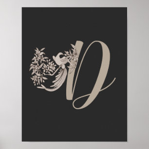 Dove Elegant Monogram Initial D  Poster